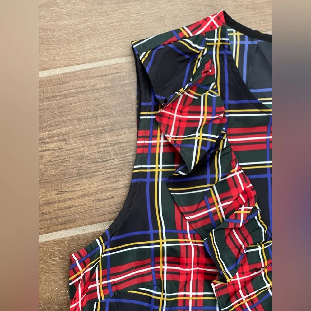 J Crew Factory Women’s Tartan Plaid Size 8 Sleeveless Top - Picture 7 of 15